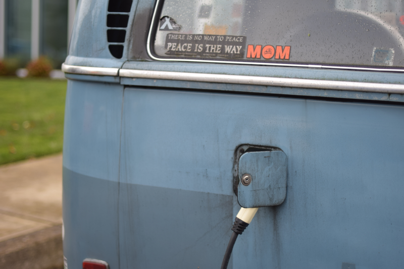 This man has a sense of humor. and probably pissed off some people waiting for a charging space.